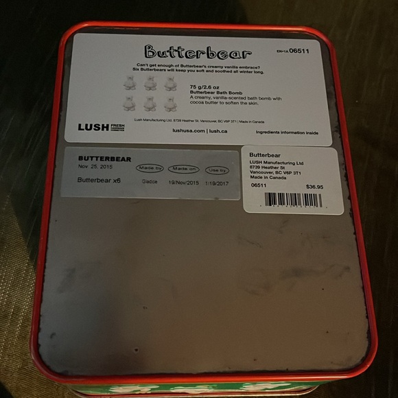 Lush butterbear tin empty green red polar bear hinged lid - Picture 2 of 6